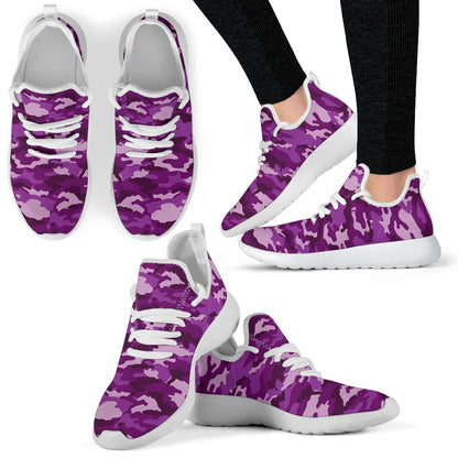 Dark Purple Camouflage Print Mesh Knit Shoes GearFrost