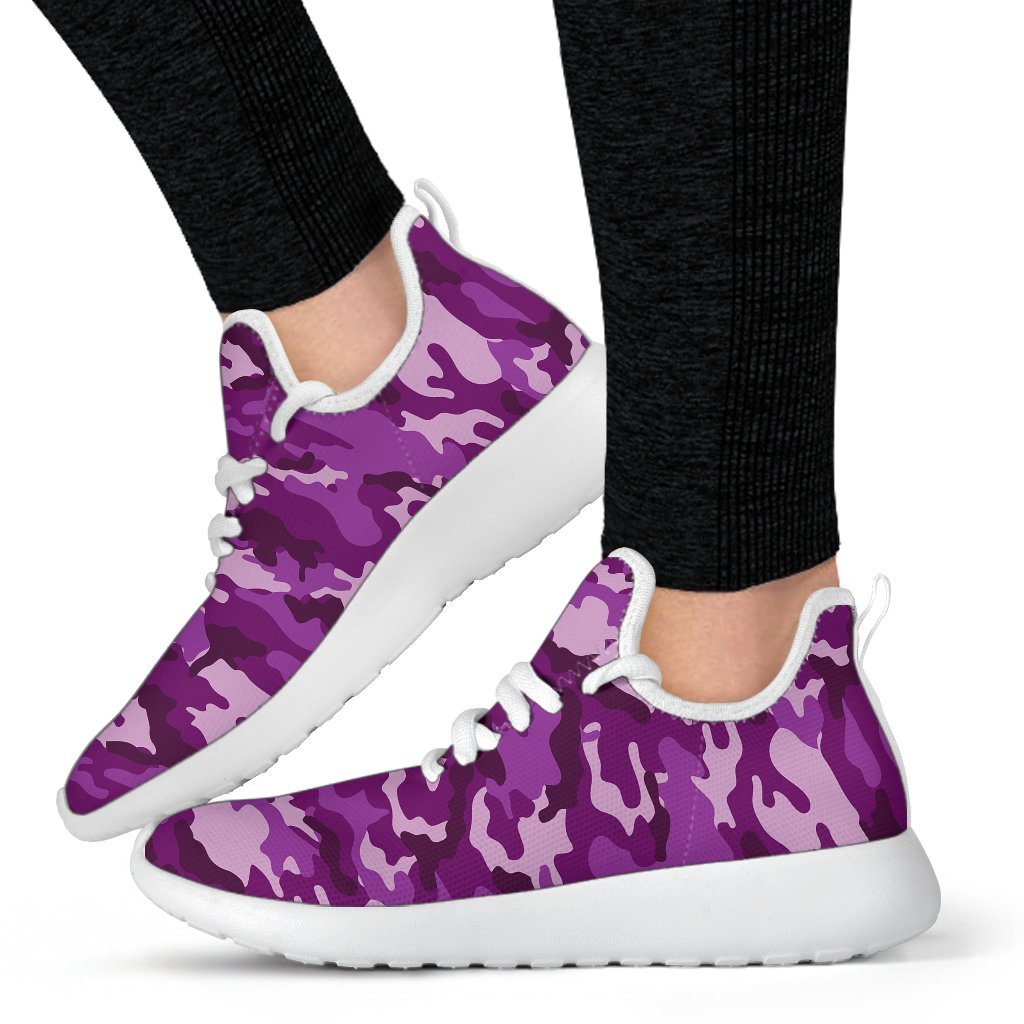 Dark Purple Camouflage Print Mesh Knit Shoes GearFrost