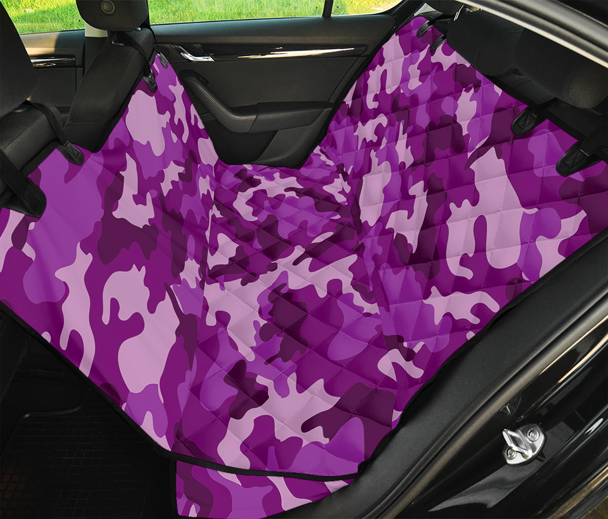 Dark Purple Camouflage Print Pet Car Back Seat Cover
