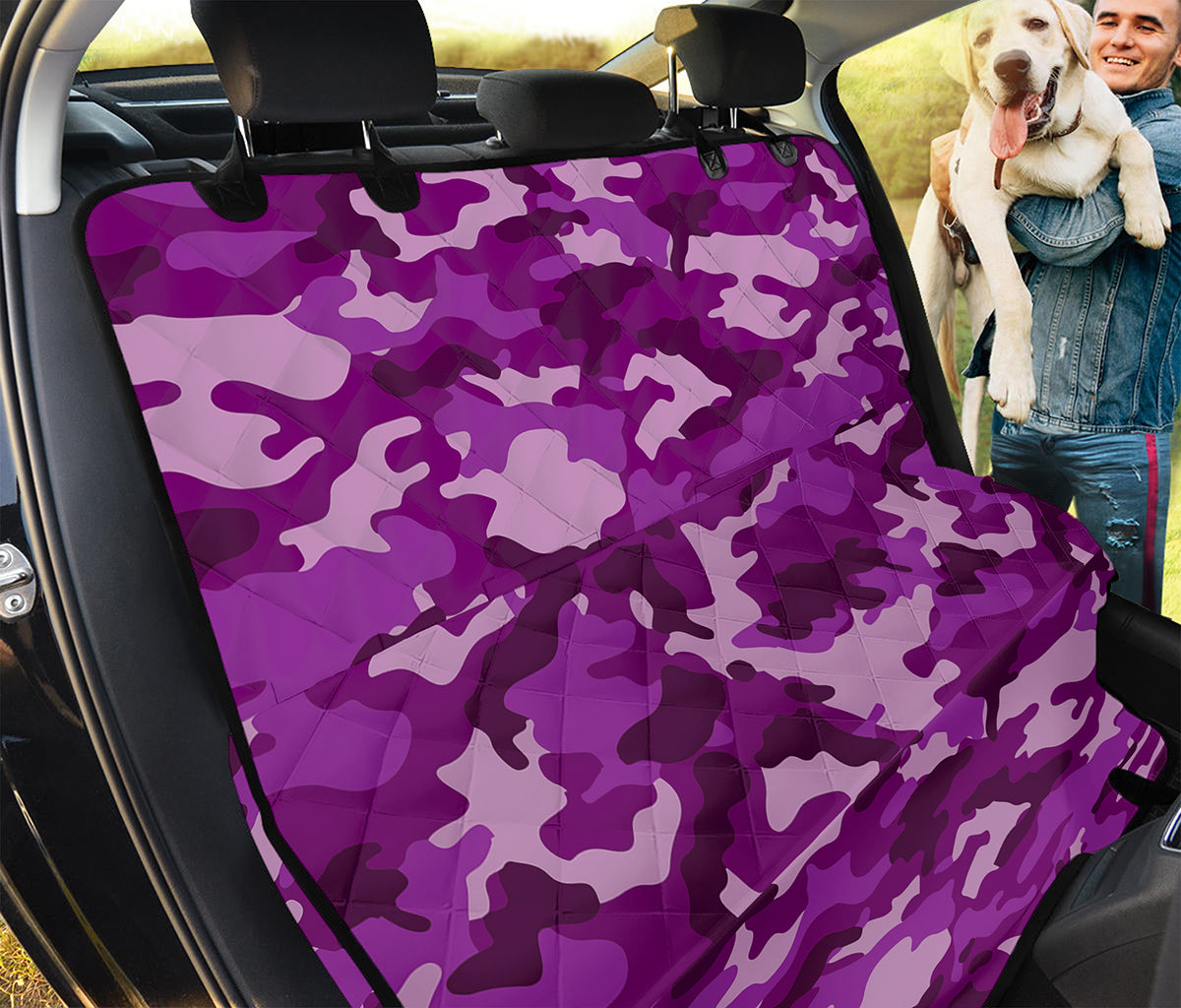Dark Purple Camouflage Print Pet Car Back Seat Cover