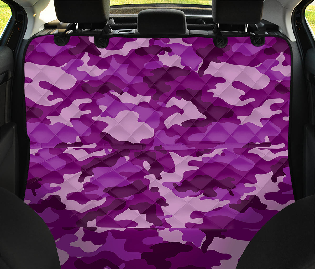 Dark Purple Camouflage Print Pet Car Back Seat Cover
