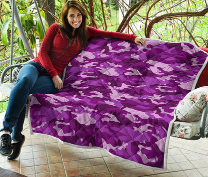 Dark Purple Camouflage Print Quilt