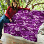 Dark Purple Camouflage Print Quilt