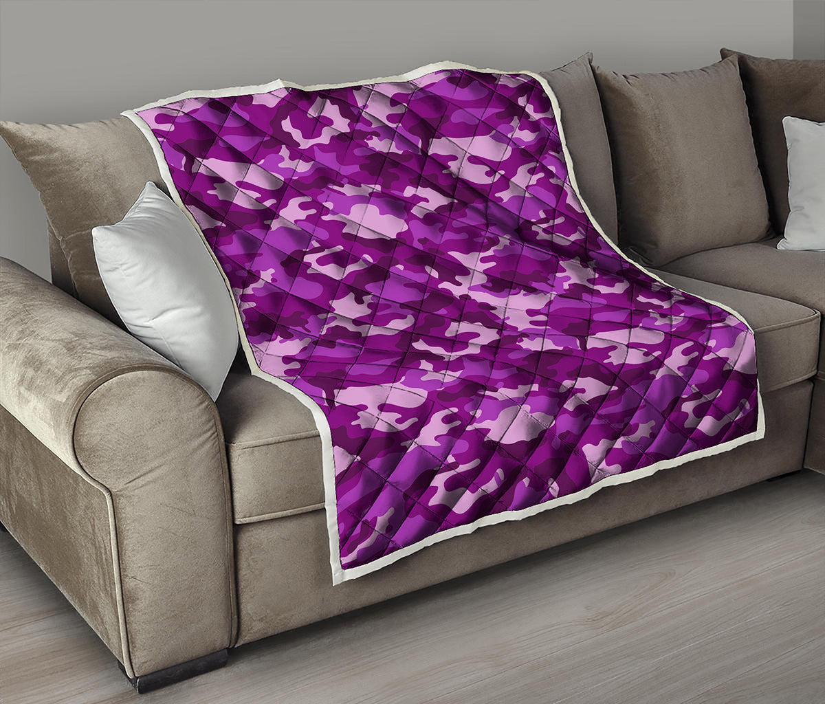 Dark Purple Camouflage Print Quilt