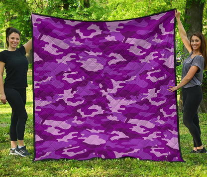 Dark Purple Camouflage Print Quilt