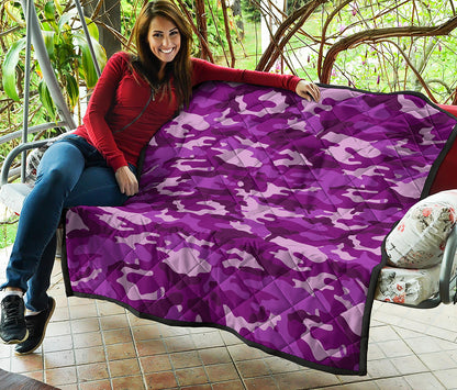 Dark Purple Camouflage Print Quilt