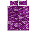 Dark Purple Camouflage Print Quilt Bed Set