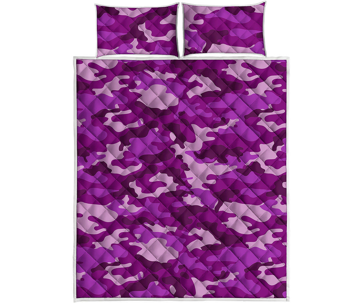 Dark Purple Camouflage Print Quilt Bed Set