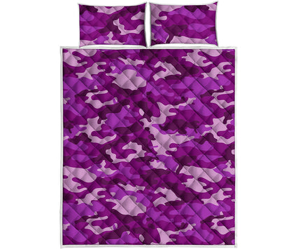 Dark Purple Camouflage Print Quilt Bed Set