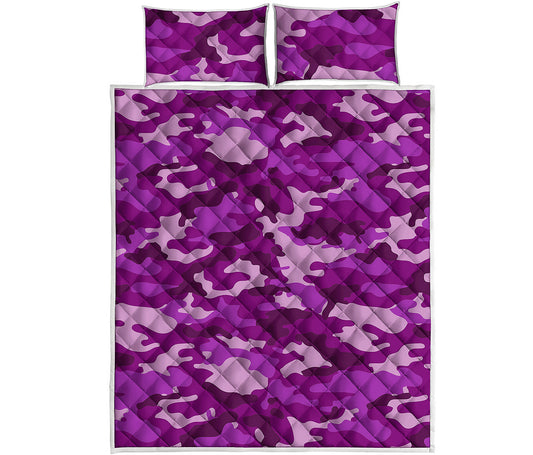 Dark Purple Camouflage Print Quilt Bed Set