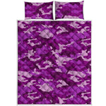 Dark Purple Camouflage Print Quilt Bed Set