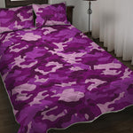 Dark Purple Camouflage Print Quilt Bed Set