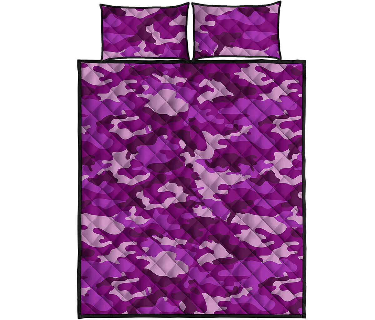 Dark Purple Camouflage Print Quilt Bed Set