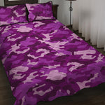 Dark Purple Camouflage Print Quilt Bed Set