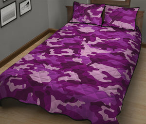 Dark Purple Camouflage Print Quilt Bed Set