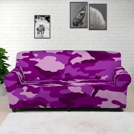 Dark Purple Camouflage Print Sofa Cover