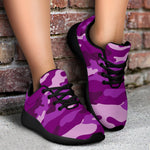 Dark Purple Camouflage Print Sport Shoes GearFrost