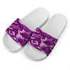 Dark Purple Camouflage Print White Slide Sandals