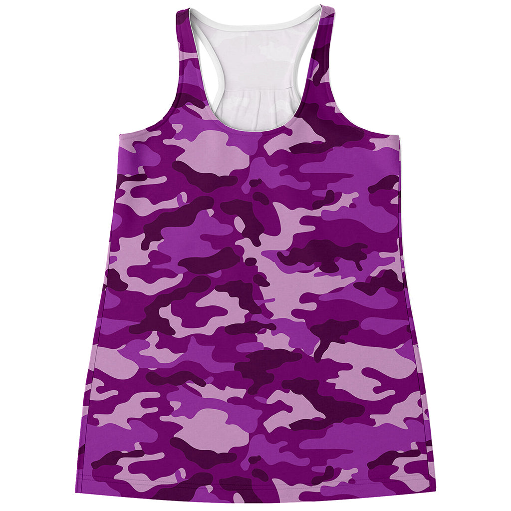 Dark Purple Camouflage Print Women's Racerback Tank Top