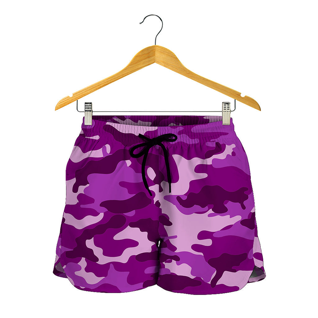 Dark Purple Camouflage Print Women's Shorts
