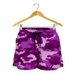 Dark Purple Camouflage Print Women's Shorts
