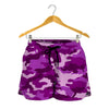 Dark Purple Camouflage Print Women's Shorts