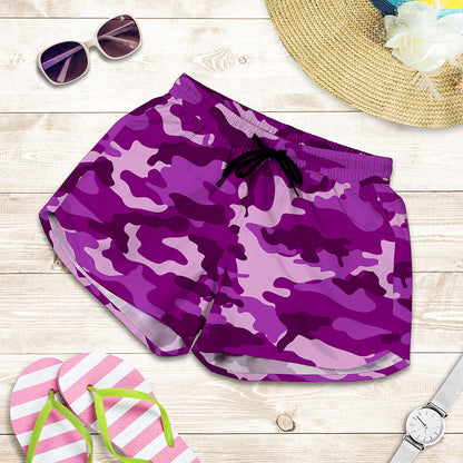 Dark Purple Camouflage Print Women's Shorts