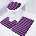 Dark Purple Check Pattern Print 3 Piece Bath Mat Set