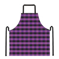 Dark Purple Check Pattern Print Apron