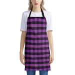 Dark Purple Check Pattern Print Apron