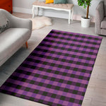Dark Purple Check Pattern Print Area Rug