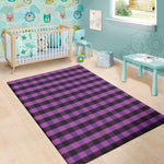 Dark Purple Check Pattern Print Area Rug