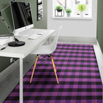 Dark Purple Check Pattern Print Area Rug