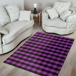 Dark Purple Check Pattern Print Area Rug