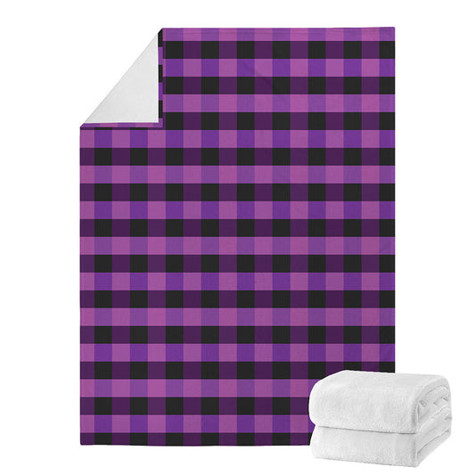 Dark Purple Check Pattern Print Blanket
