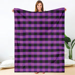 Dark Purple Check Pattern Print Blanket