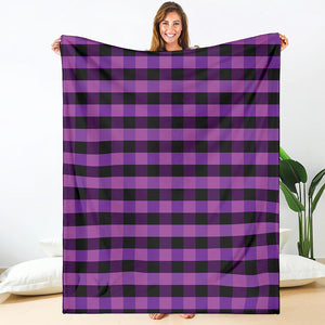 Dark Purple Check Pattern Print Blanket