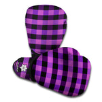 Dark Purple Check Pattern Print Boxing Gloves
