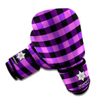 Dark Purple Check Pattern Print Boxing Gloves