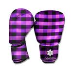 Dark Purple Check Pattern Print Boxing Gloves