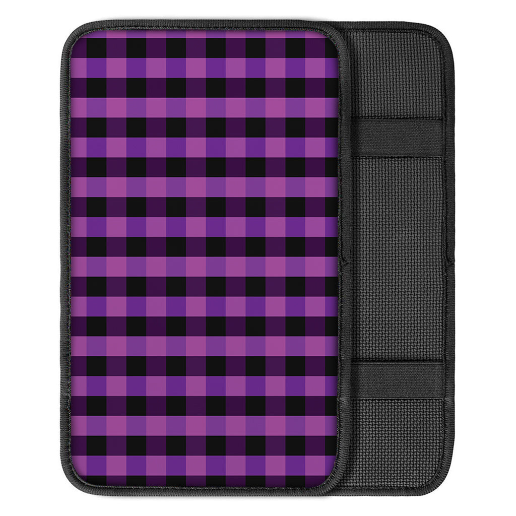 Dark Purple Check Pattern Print Car Center Console Cover