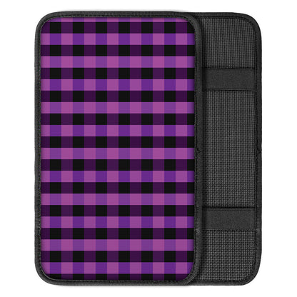Dark Purple Check Pattern Print Car Center Console Cover