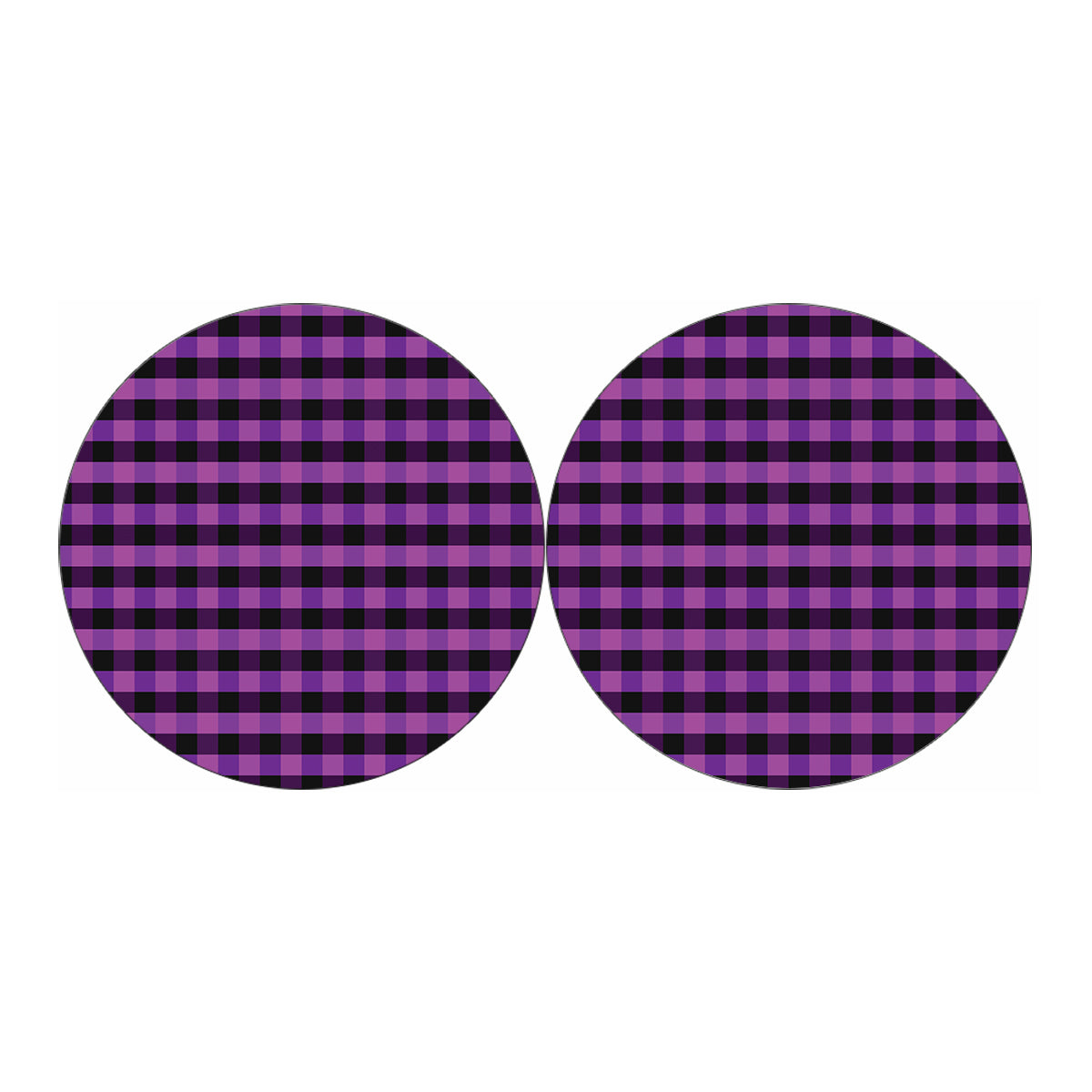 Dark Purple Check Pattern Print Car Coasters