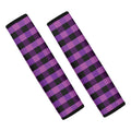Dark Purple Check Pattern Print Car Seat Belt Covers