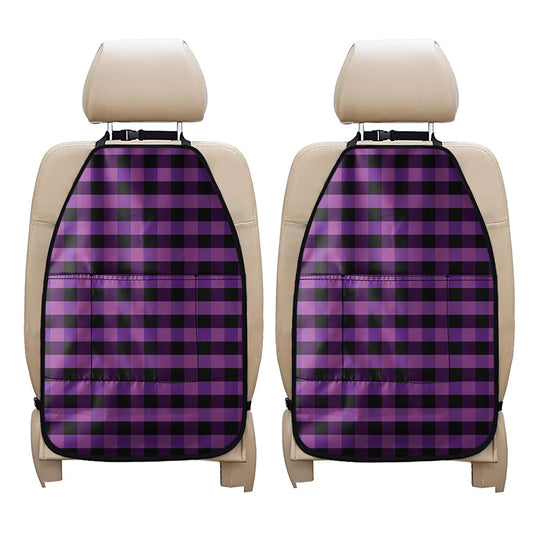 Dark Purple Check Pattern Print Car Seat Organizers