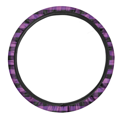 Dark Purple Check Pattern Print Car Steering Wheel Cover