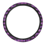 Dark Purple Check Pattern Print Car Steering Wheel Cover