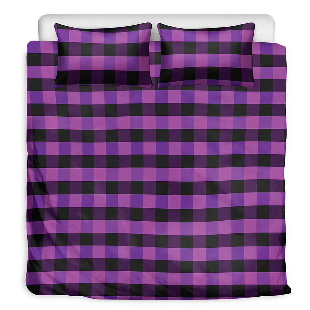 Dark Purple Check Pattern Print Duvet Cover Bedding Set