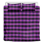 Dark Purple Check Pattern Print Duvet Cover Bedding Set