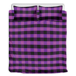 Dark Purple Check Pattern Print Duvet Cover Bedding Set
